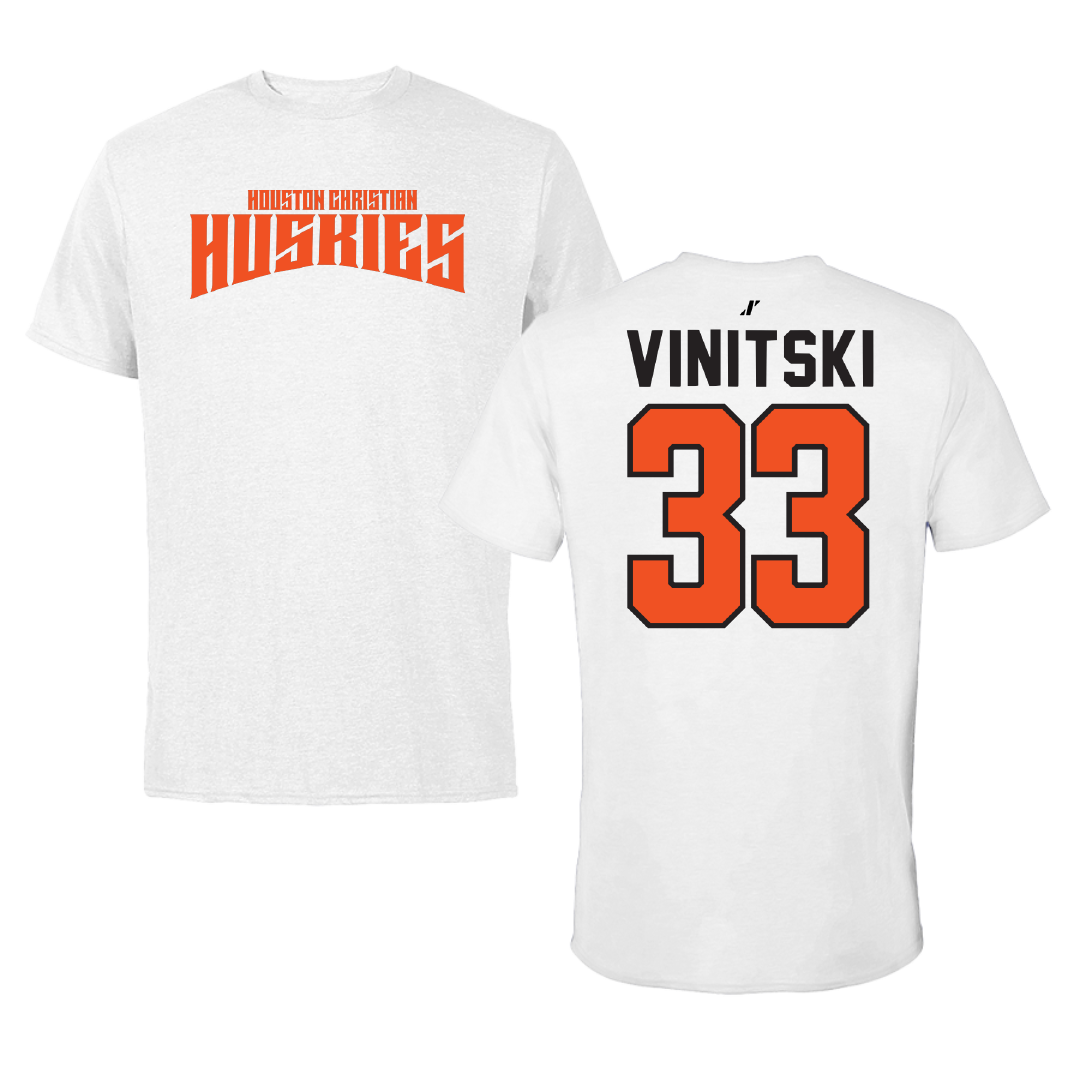 Houston Christian University Beach Volleyball White Classic Performance Tee - #33 Deanna Vinitski