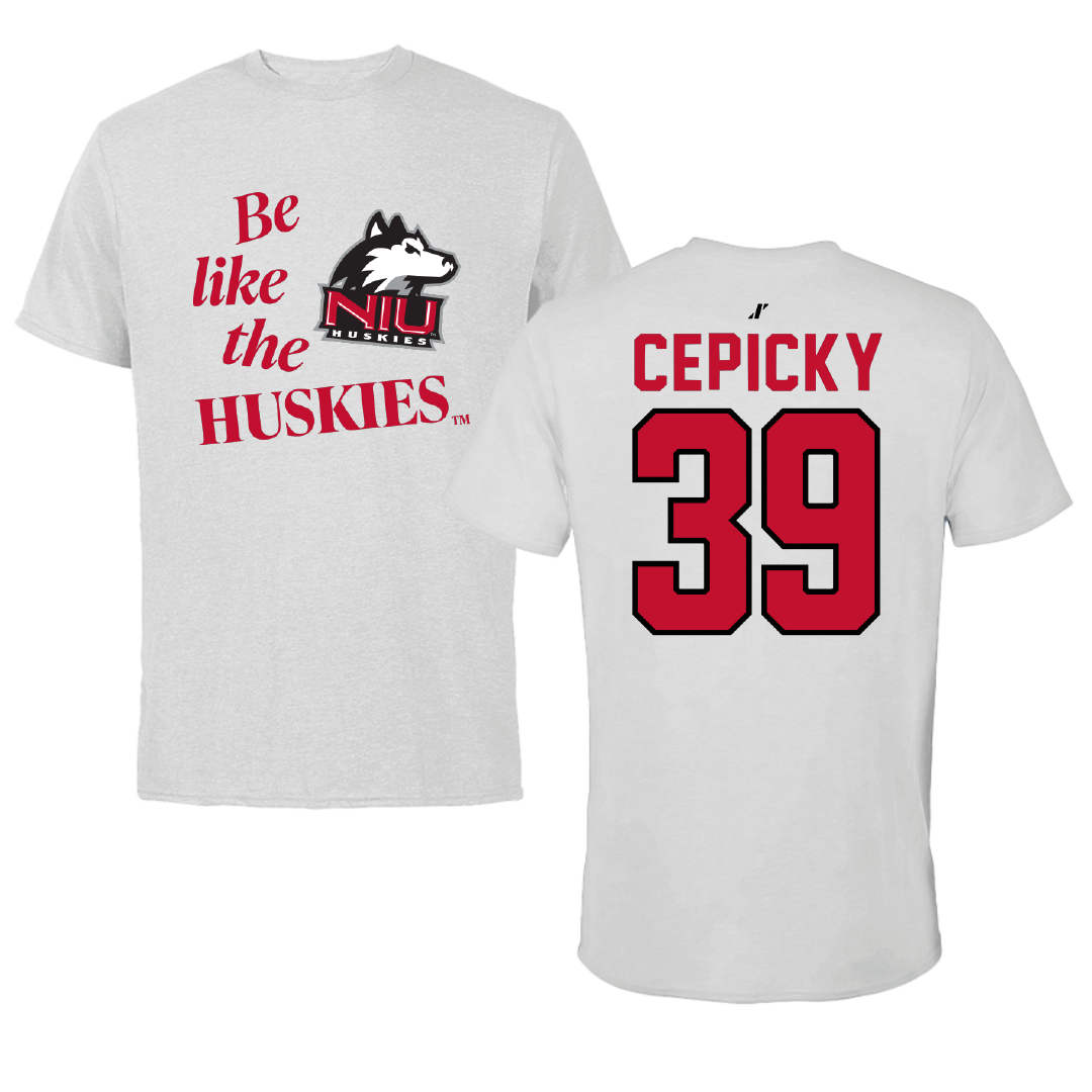 Northern Illinois University Baseball Light Gray Be Like Us Tee - #39 CJ Cepicky