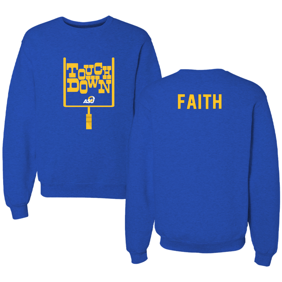 Angelo State University Football Blue Touchdown Crewneck - Koleton Faith