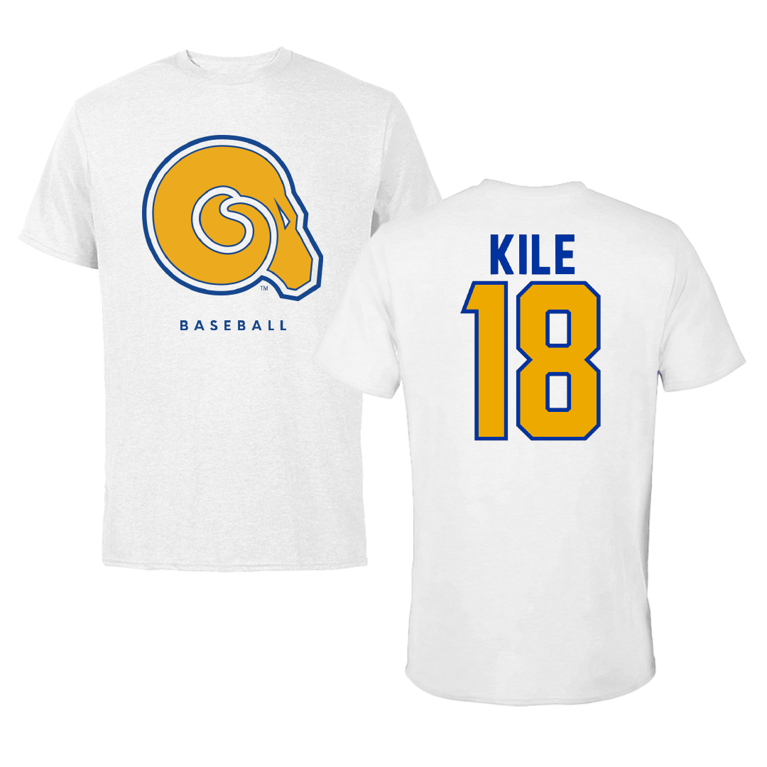 Albany State University Baseball White Tee - #18 David Kile