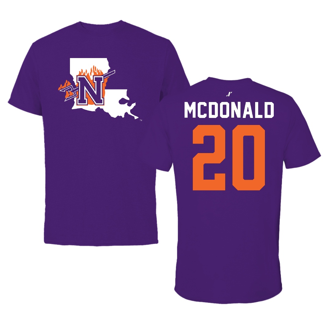Northwestern State University Softball Purple State Tee - #20 Grace Ann McDonald