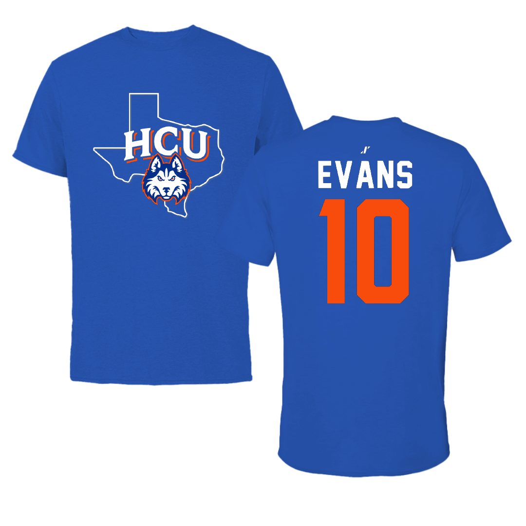 Houston Christian University Football Blue State Performance Tee - #10 Darryle Evans