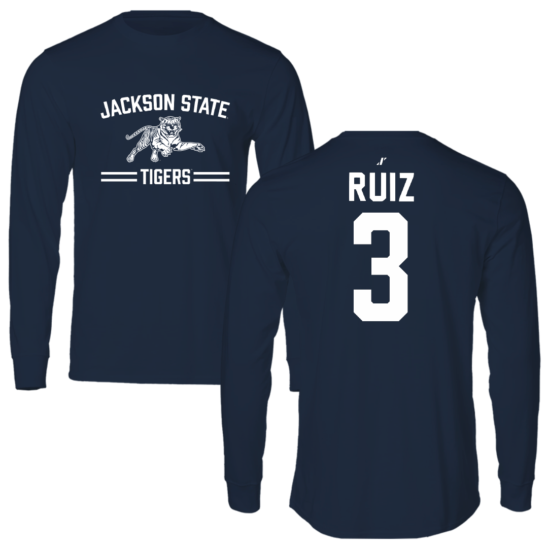 Jackson State University Softball Navy General Long Sleeve - #3 Amaya Ruiz