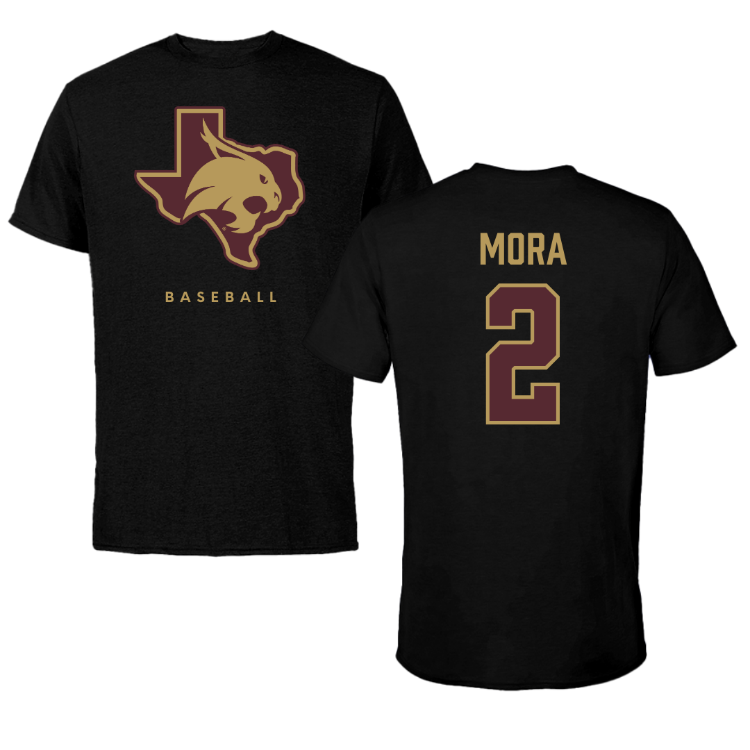 Texas State University Baseball Black Performance Tee - #2 Chase Mora