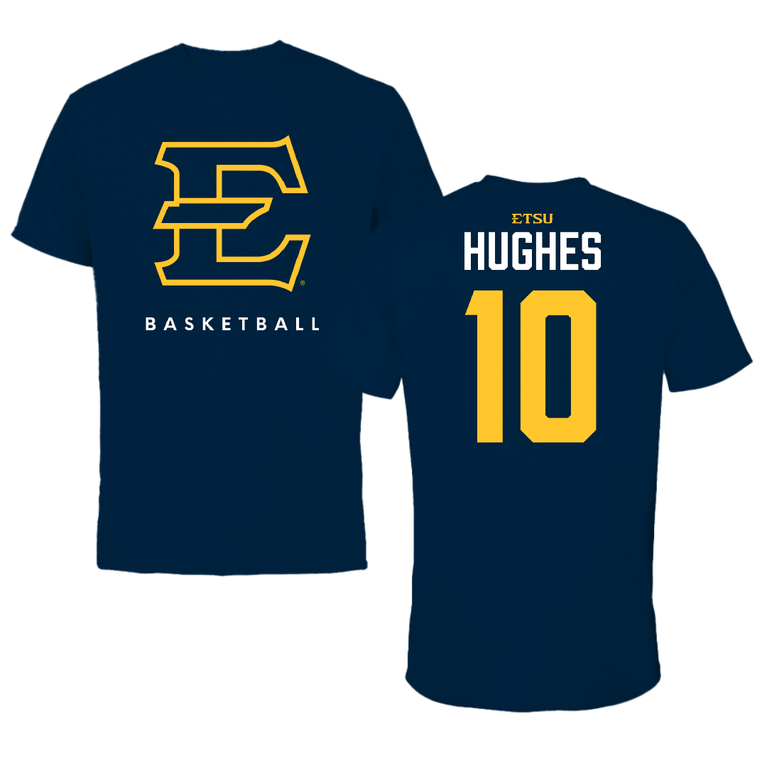 East Tennessee State University Basketball Navy Performance Tee - #10 DJ Hughes