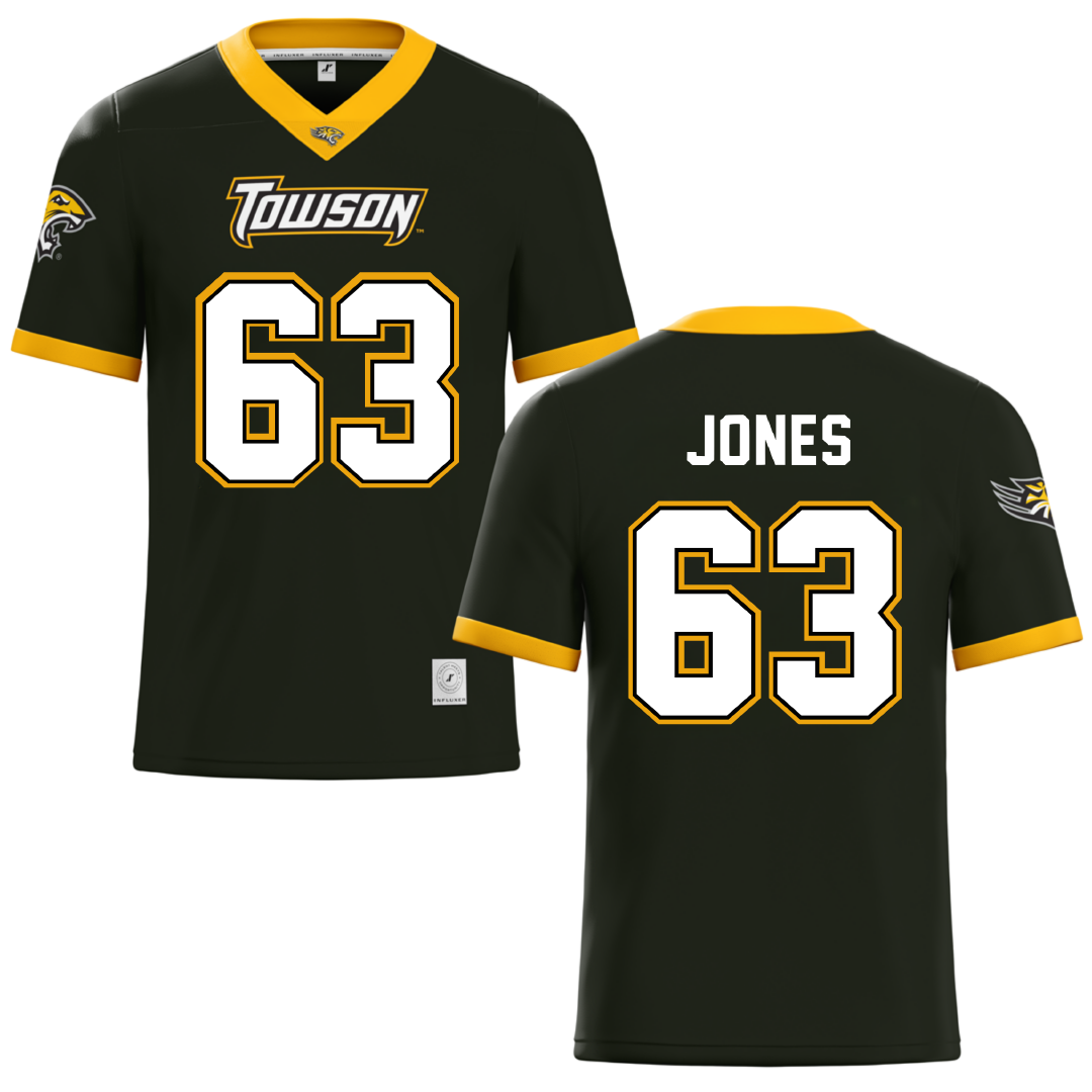 Towson University Black Football Jersey - #63 Dillon Jones
