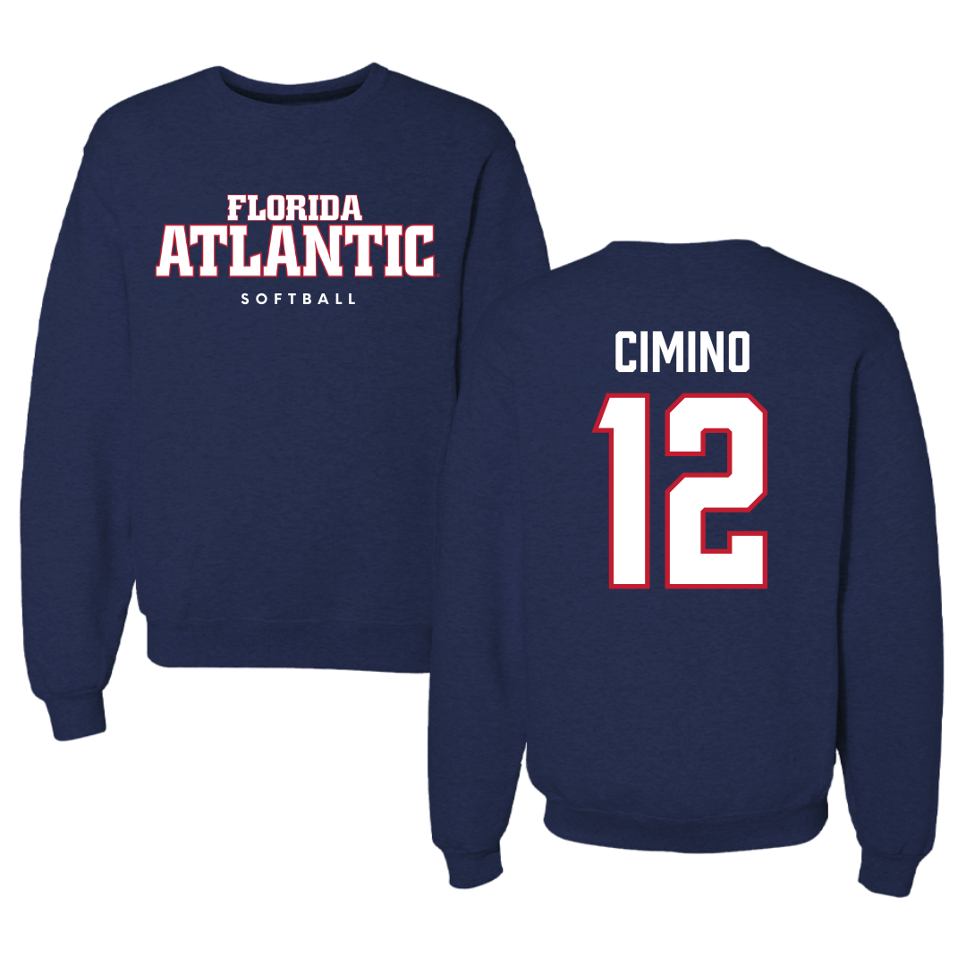 Florida Atlantic University Softball Navy Crewneck - #12 Izabella Cimino