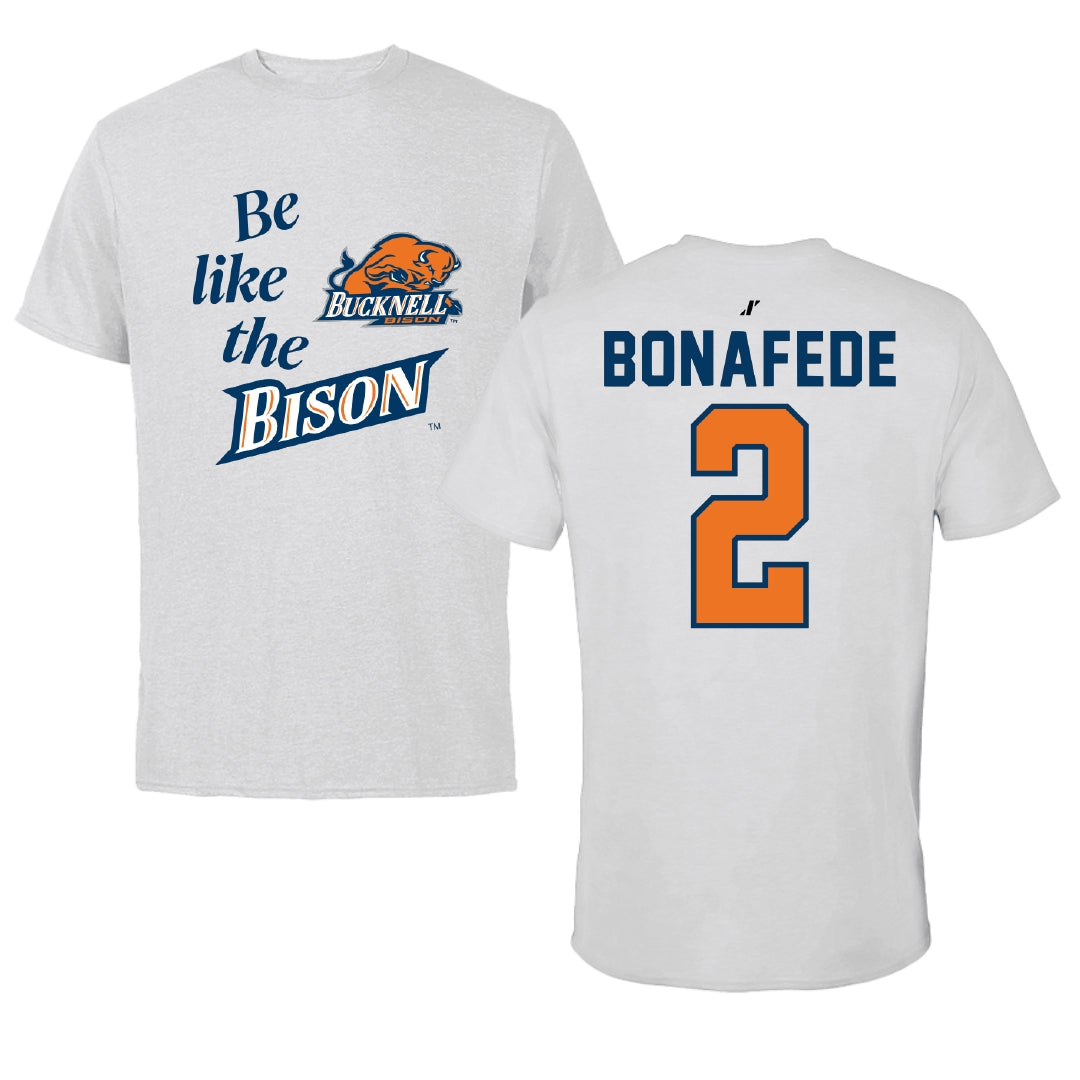 Bucknell University Lacrosse Light Gray Be Like Us Performance Tee - #2 Benjamin Bonafede