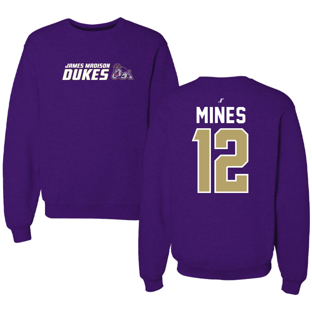 James Madison University Football Purple General Crewneck - #12 Jayden Mines