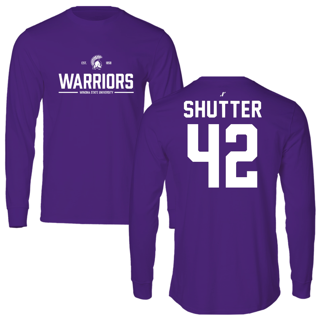 Winona State University Football Purple General Performance Long Sleeve - #42 Sam Shutter