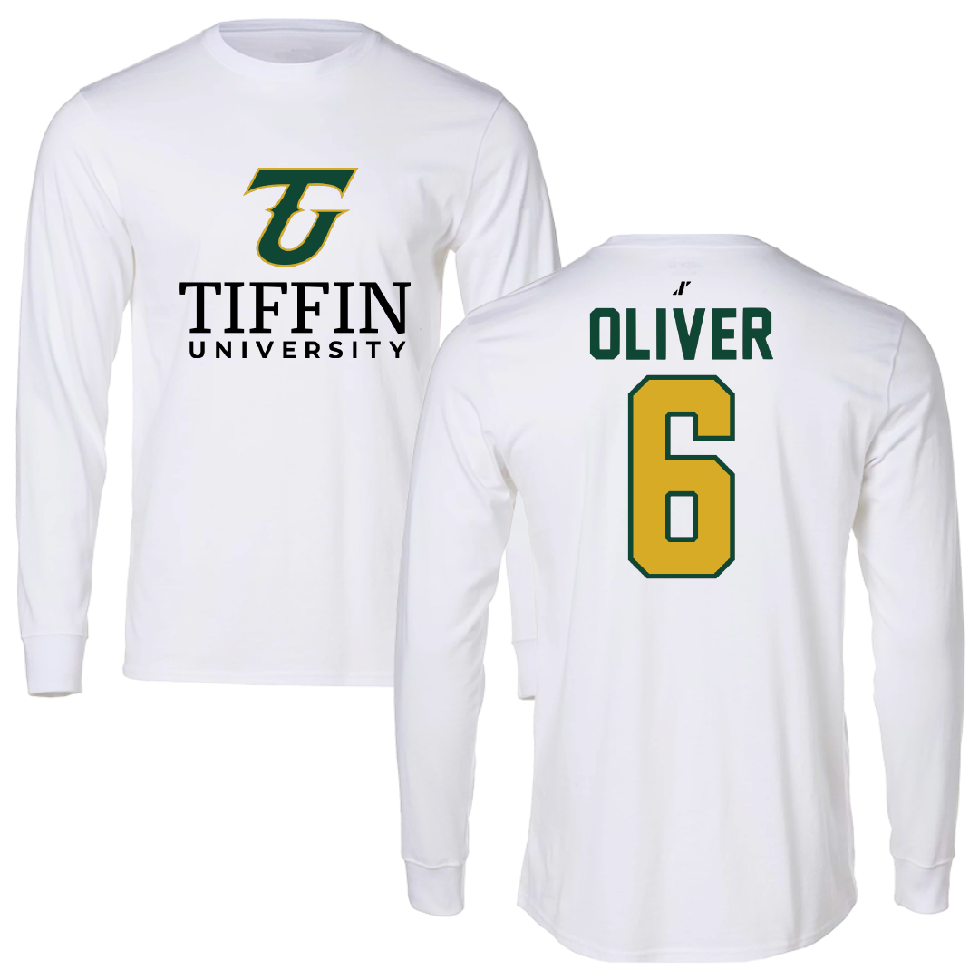 Tiffin University Soccer White Performance Long Sleeve - #6 Freddie Oliver