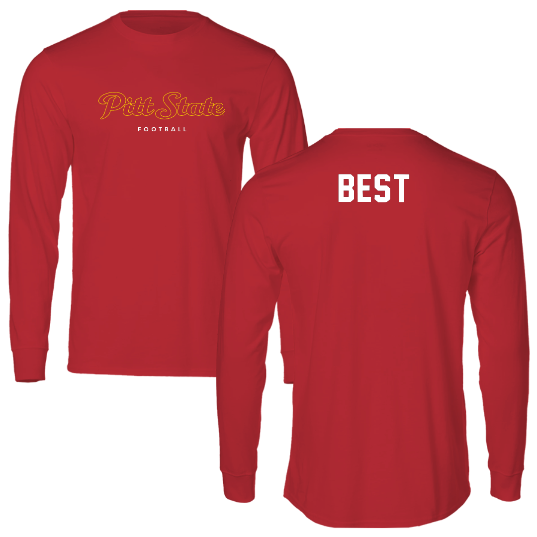 Pittsburg State University Football Red Performance Long Sleeve - Khali Best