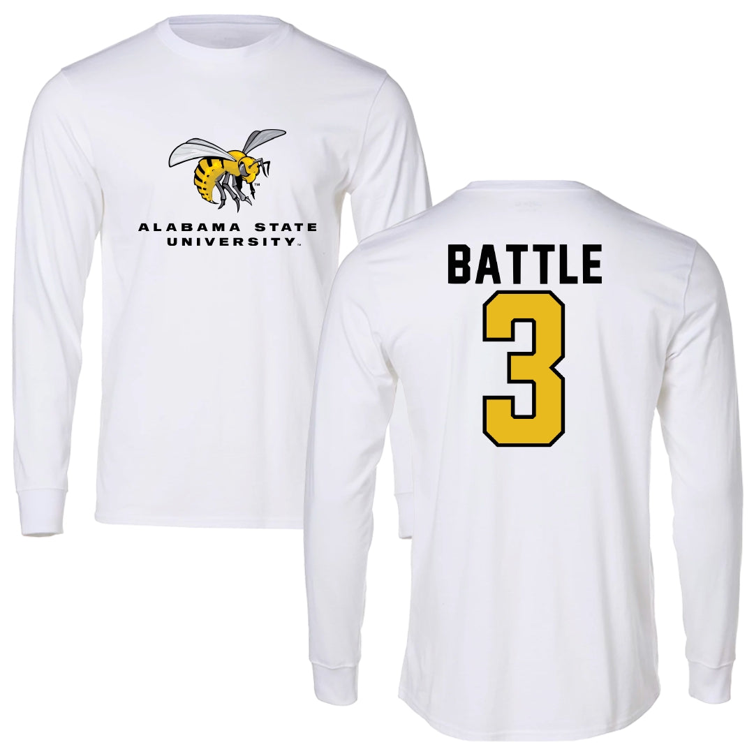 Alabama State University Volleyball White Block Long Sleeve - #3 Norielle Battle
