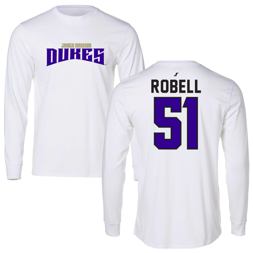 James Madison University Football White Classic Performance Long Sleeve - #51 Riley Robell