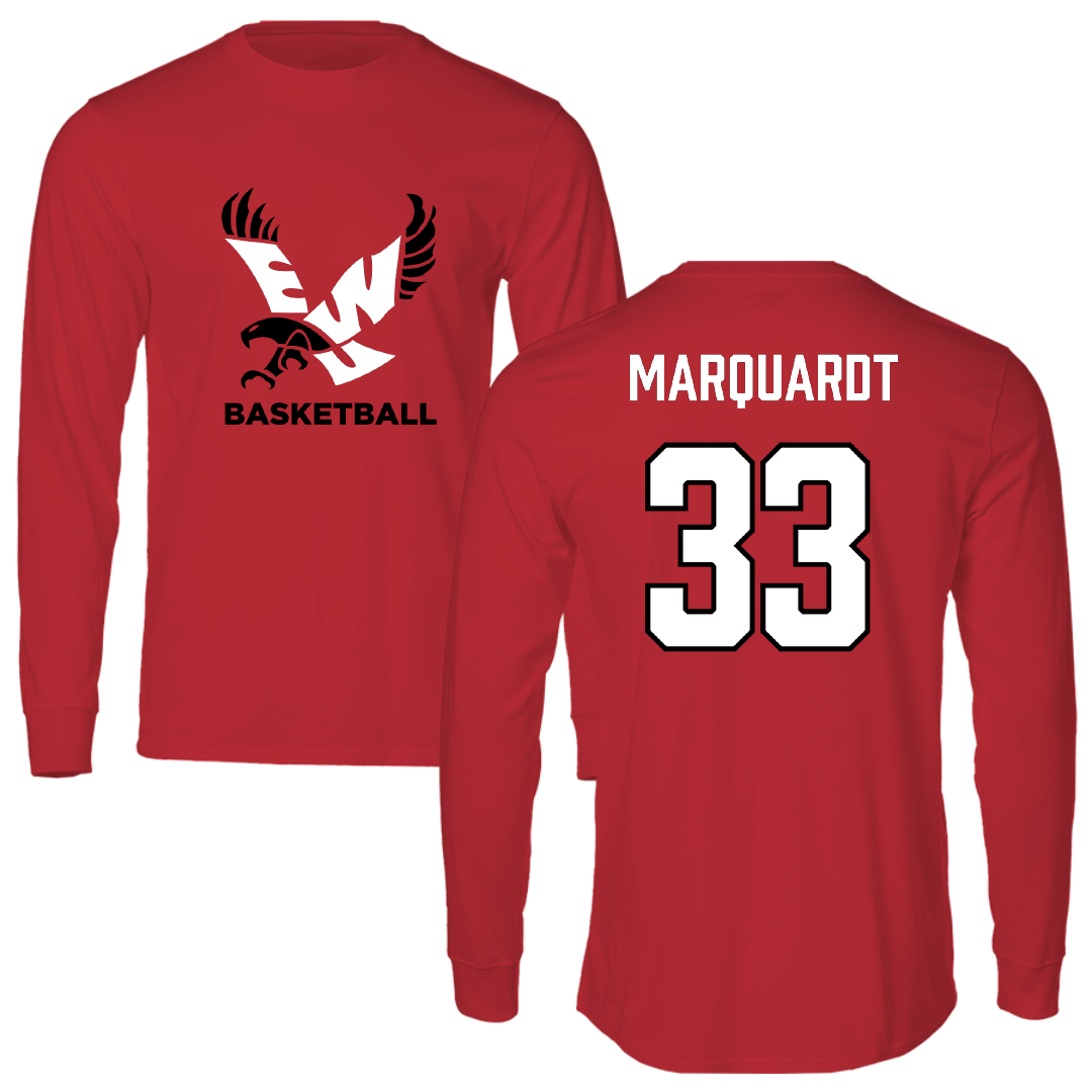 Eastern Washington University Basketball Red EWU Performance Long Sleeve - #33 Emmett Marquardt