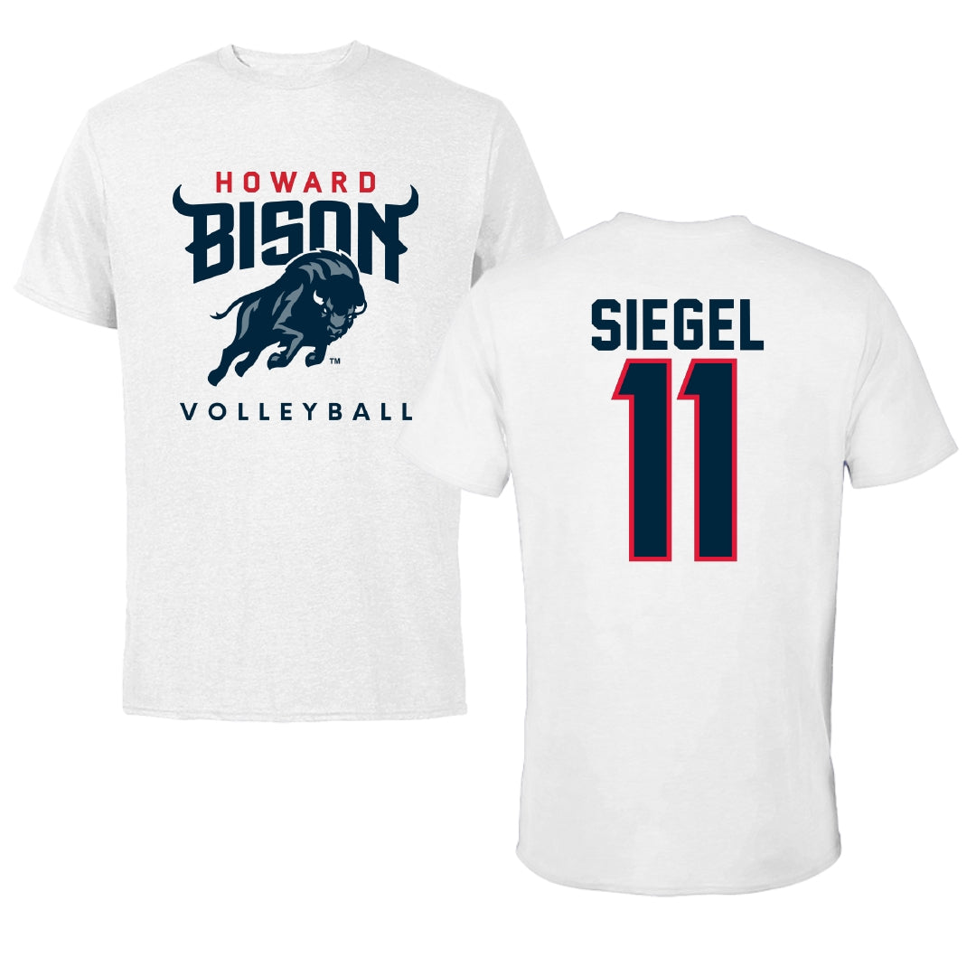 Howard University Volleyball White Tee - #11 Madeline Siegel