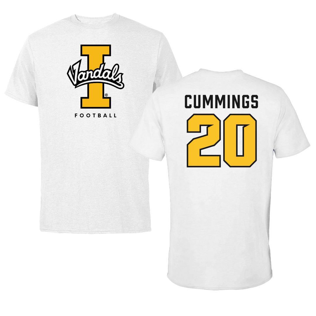 University of Idaho Football White Vandals Performance Tee - #20 Elisha Cummings