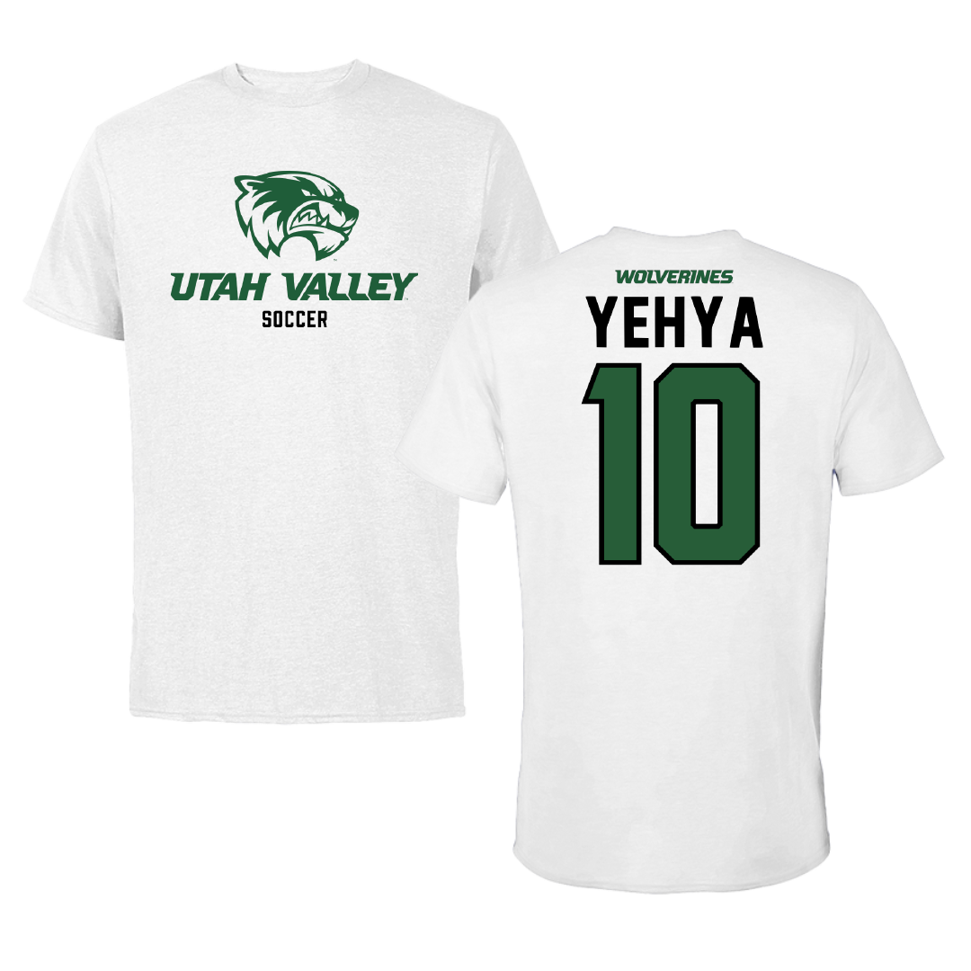 Utah Valley University Soccer White Performance Tee - #10 Omar Yehya
