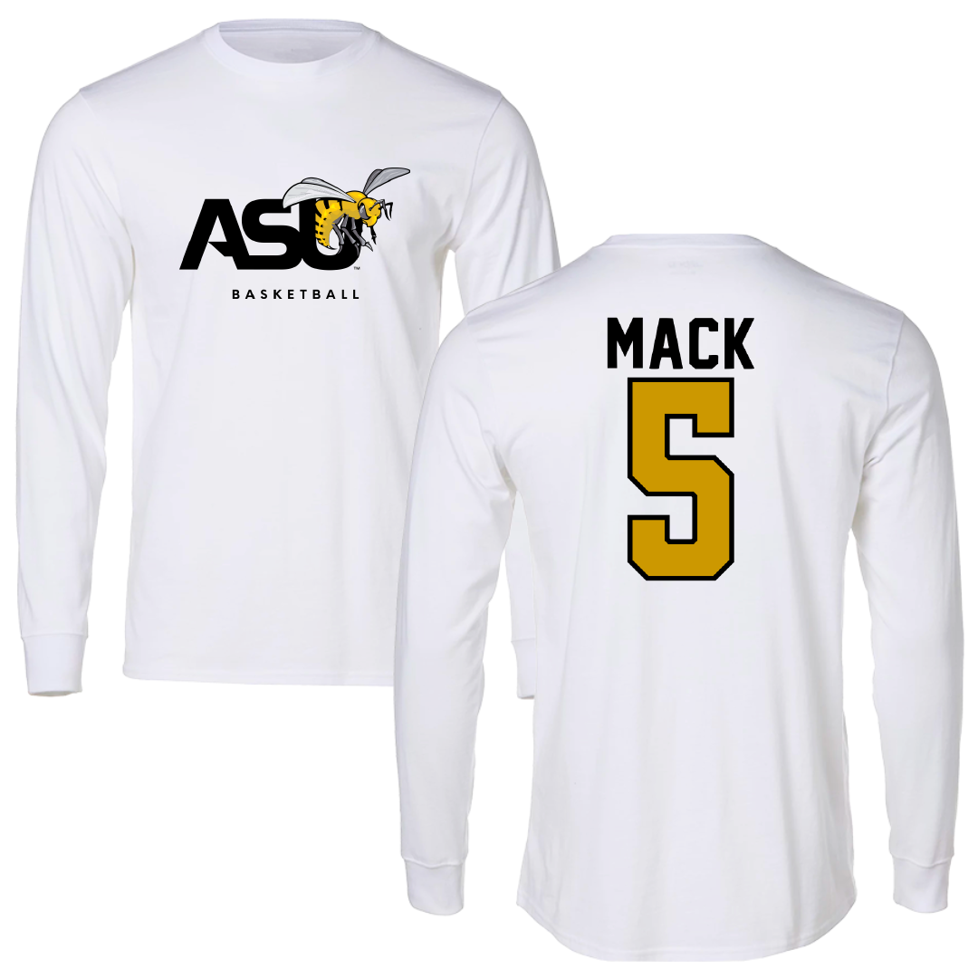 Alabama State University Basketball White Performance Long Sleeve - #5 Tyler Mack