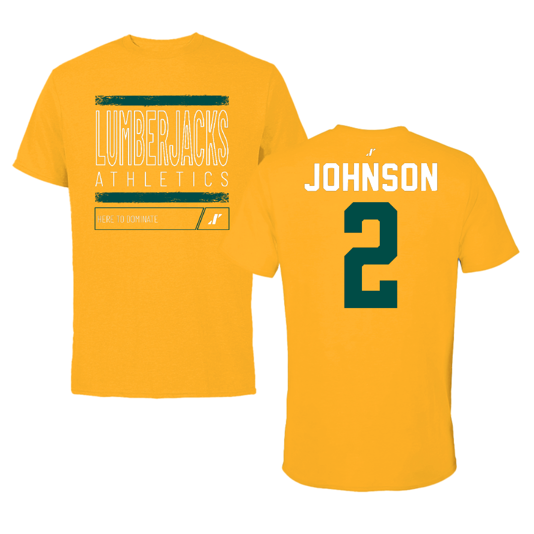 Cal Poly Humboldt Basketball Gold Dominate Tee - #2 Marley Johnson