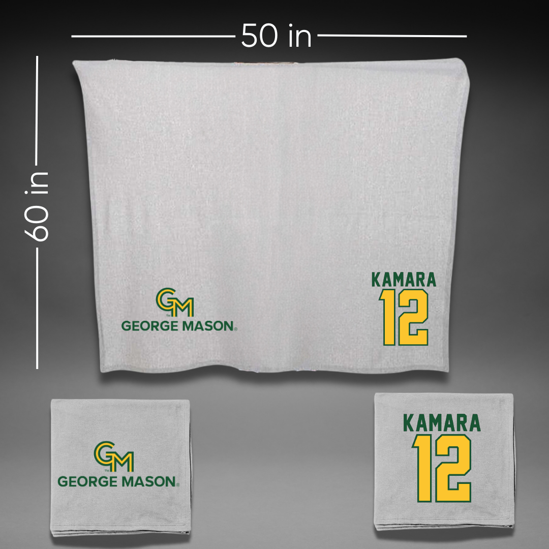 George Mason University Soccer Gray Blanket - #12 Ishmail Kamara