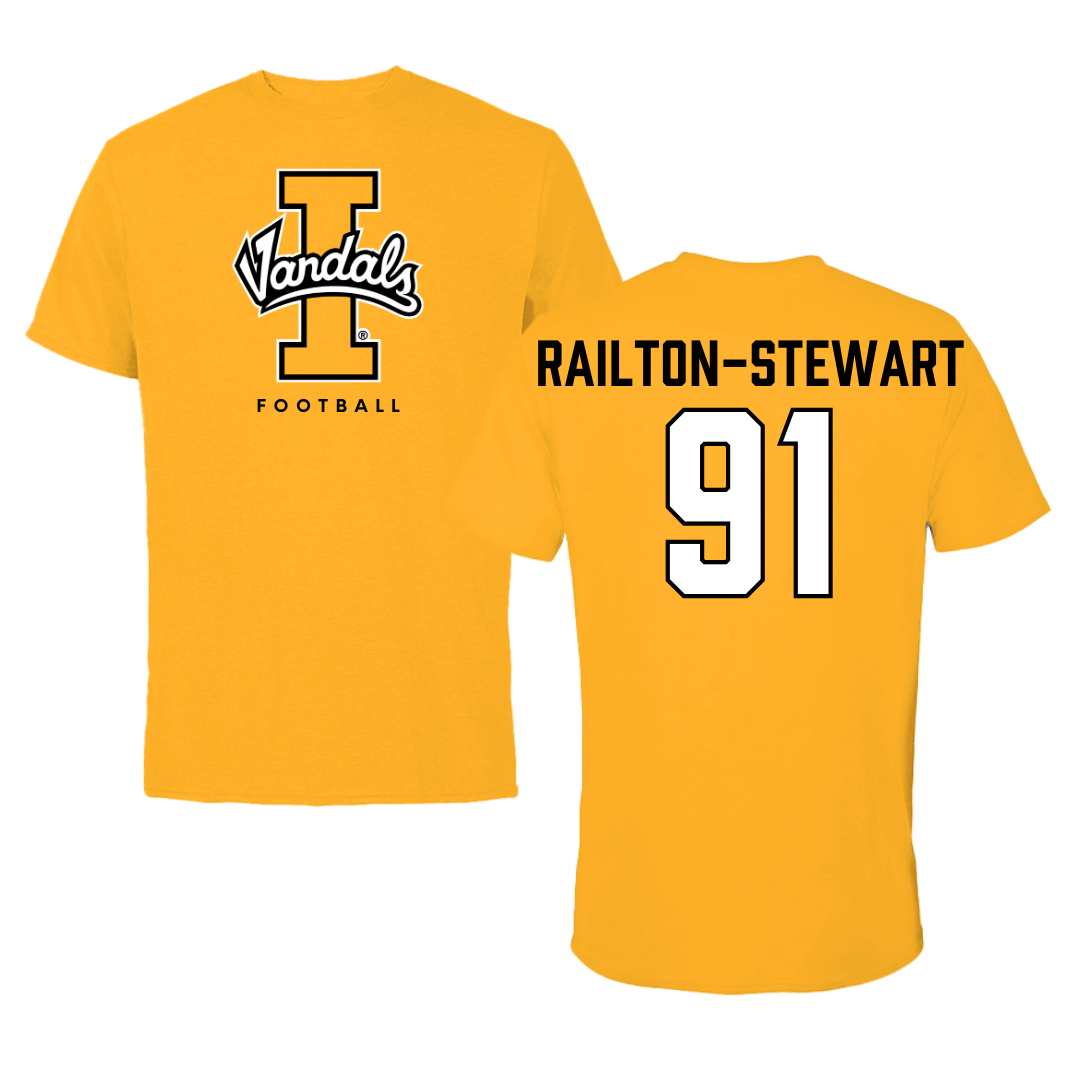 University of Idaho Football Gold Tee - #91 Malakai Railton-Stewart