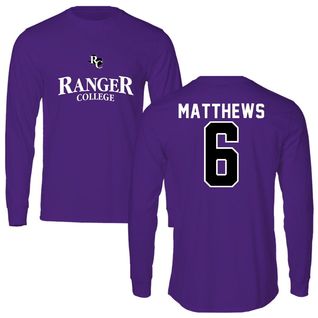 Ranger College Baseball Purple Long Sleeve - #6 Ben Matthews