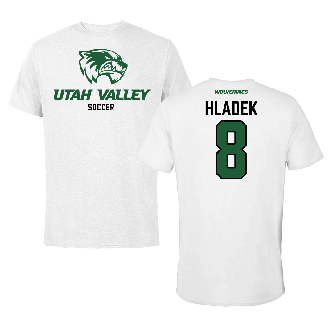 Utah Valley University Soccer White Performance Tee - #8 Ruby Hladek