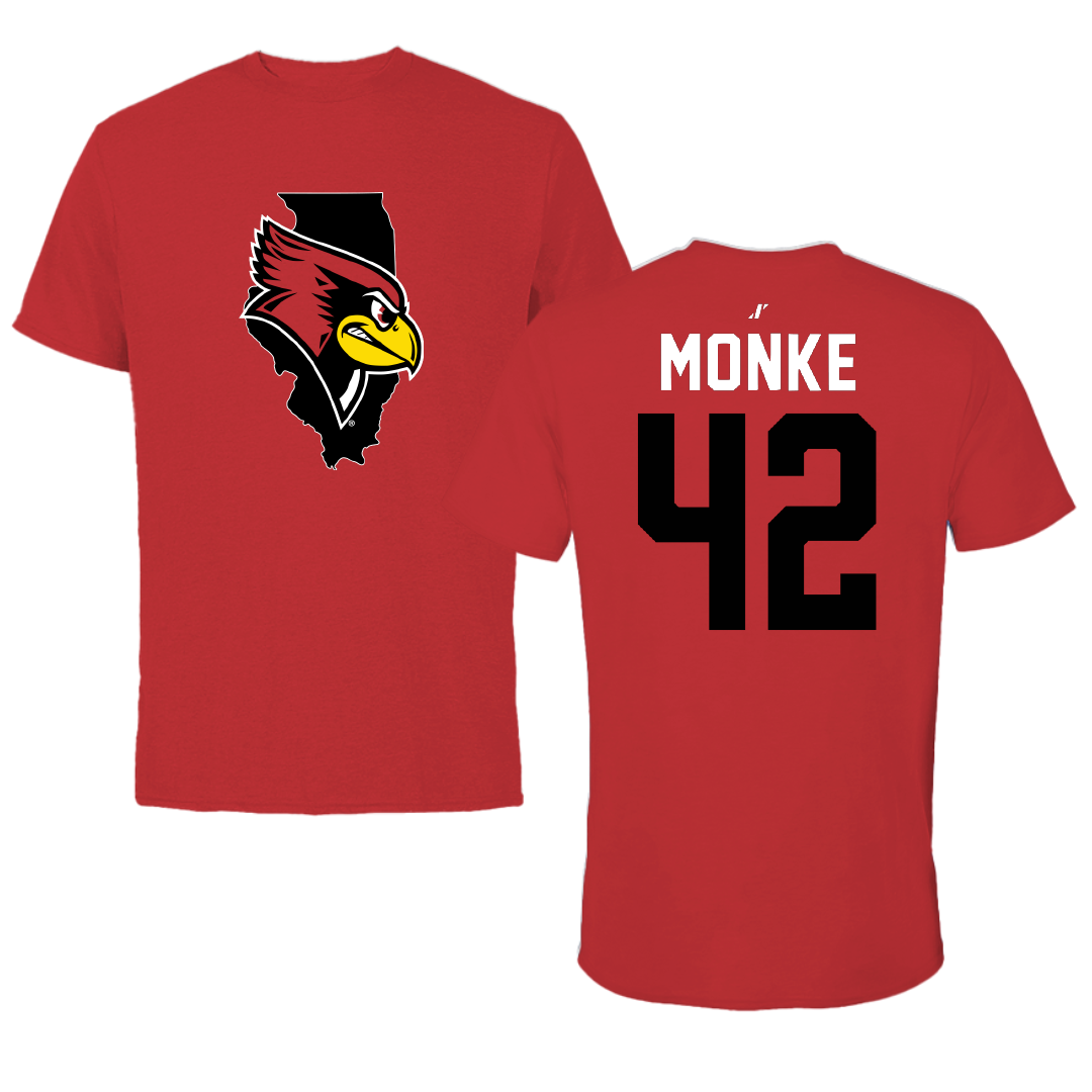 Illinois State University Baseball Red State Tee - #42 Carter Monke