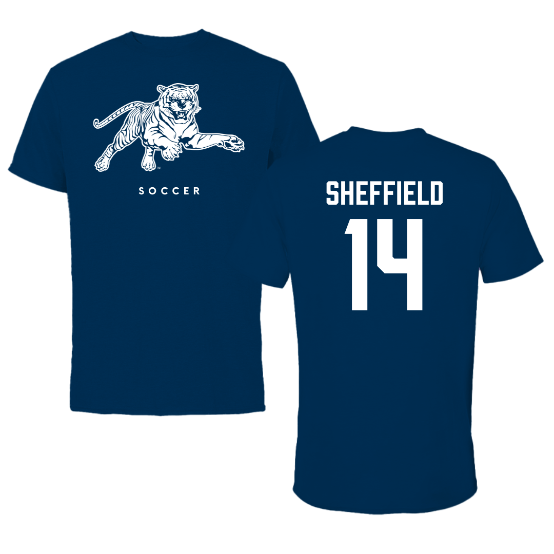 Jackson State University Soccer Navy Tee - #14 Elon Sheffield