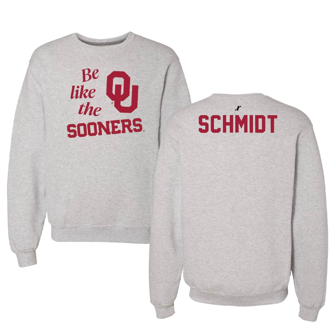 University of Oklahoma Wrestling Light Gray Be Like Us Crewneck - Carter Schmidt