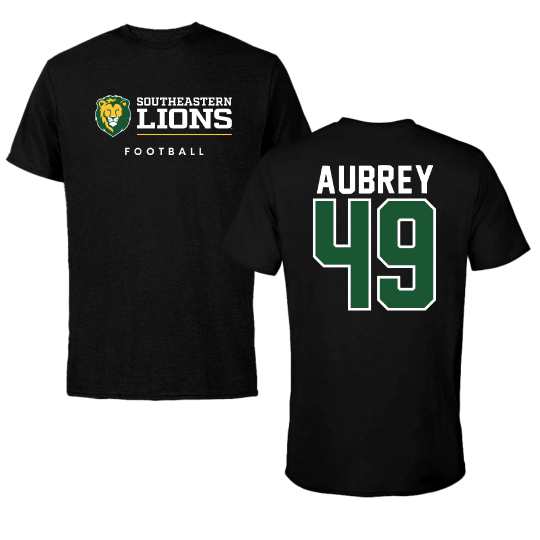 Southeastern Louisiana University Football Black Performance Tee - #49 Evan Aubrey