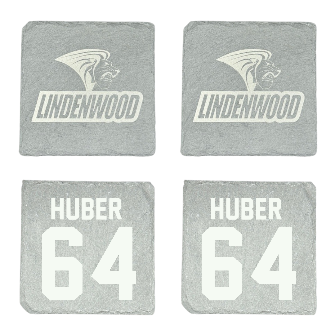 Lindenwood University Football Stone Coaster (4 Pack)  - #64 Connor Huber