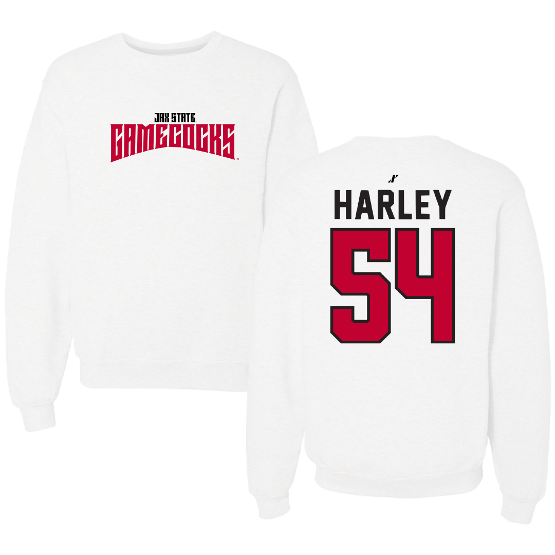 Jacksonville State University Football White Classics Crewneck - #54 Daveion Harley