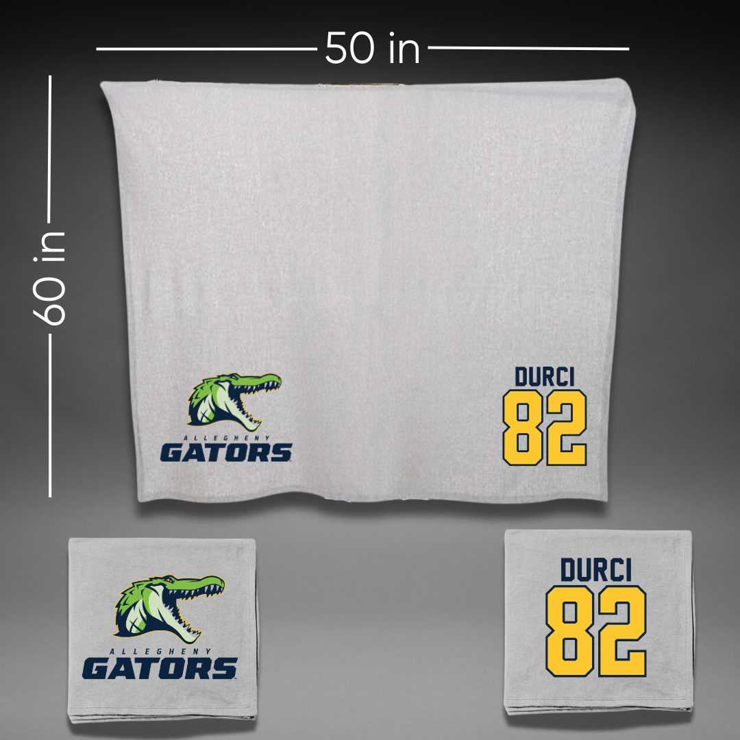 Allegheny College Football Gray Blanket - #82 Ian Durci