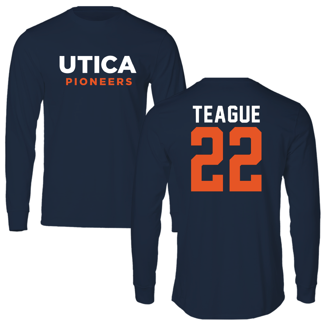 Utica University Basketball Navy Performance Long Sleeve - #22 Liam Teague
