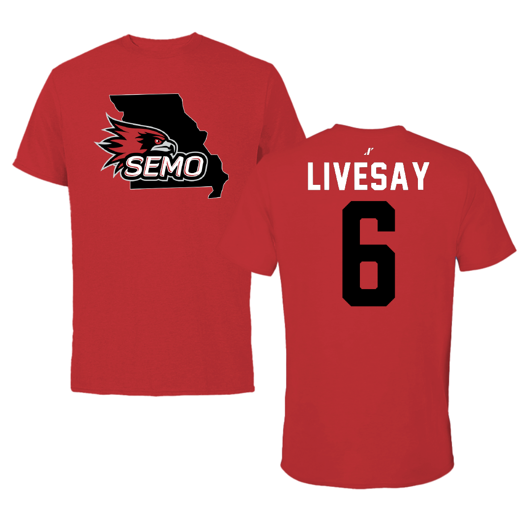 Southeast Missouri State University Softball Red State Performance Tee - #6 Tegan Livesay