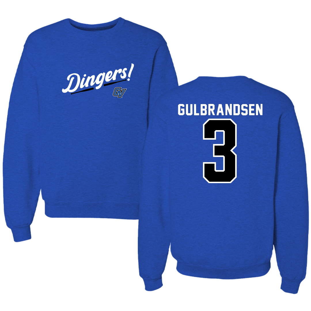 Grand Valley State University Baseball Blue Dingers Crewneck - #3 Jonas Gulbrandsen