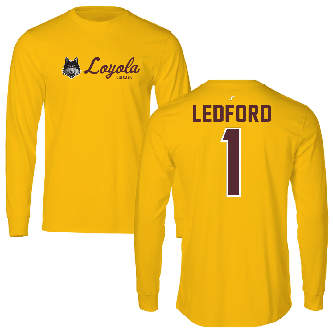 Loyola University-Chicago Volleyball Gold General Performance Long Sleeve - #1 Charlie Ledford