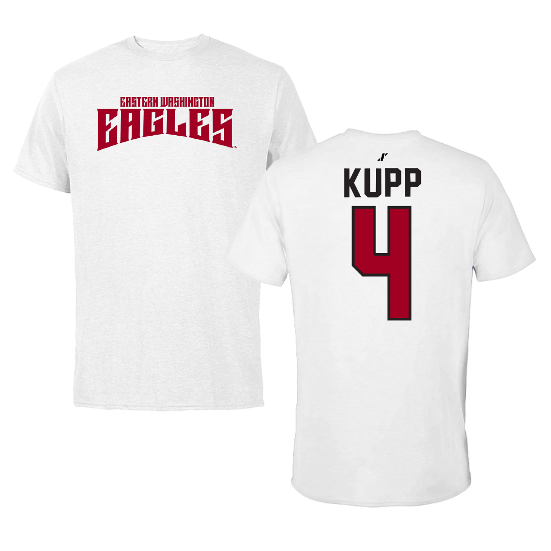 Eastern Washington University Soccer White Classic Performance Tee - #4 Katrina Kupp