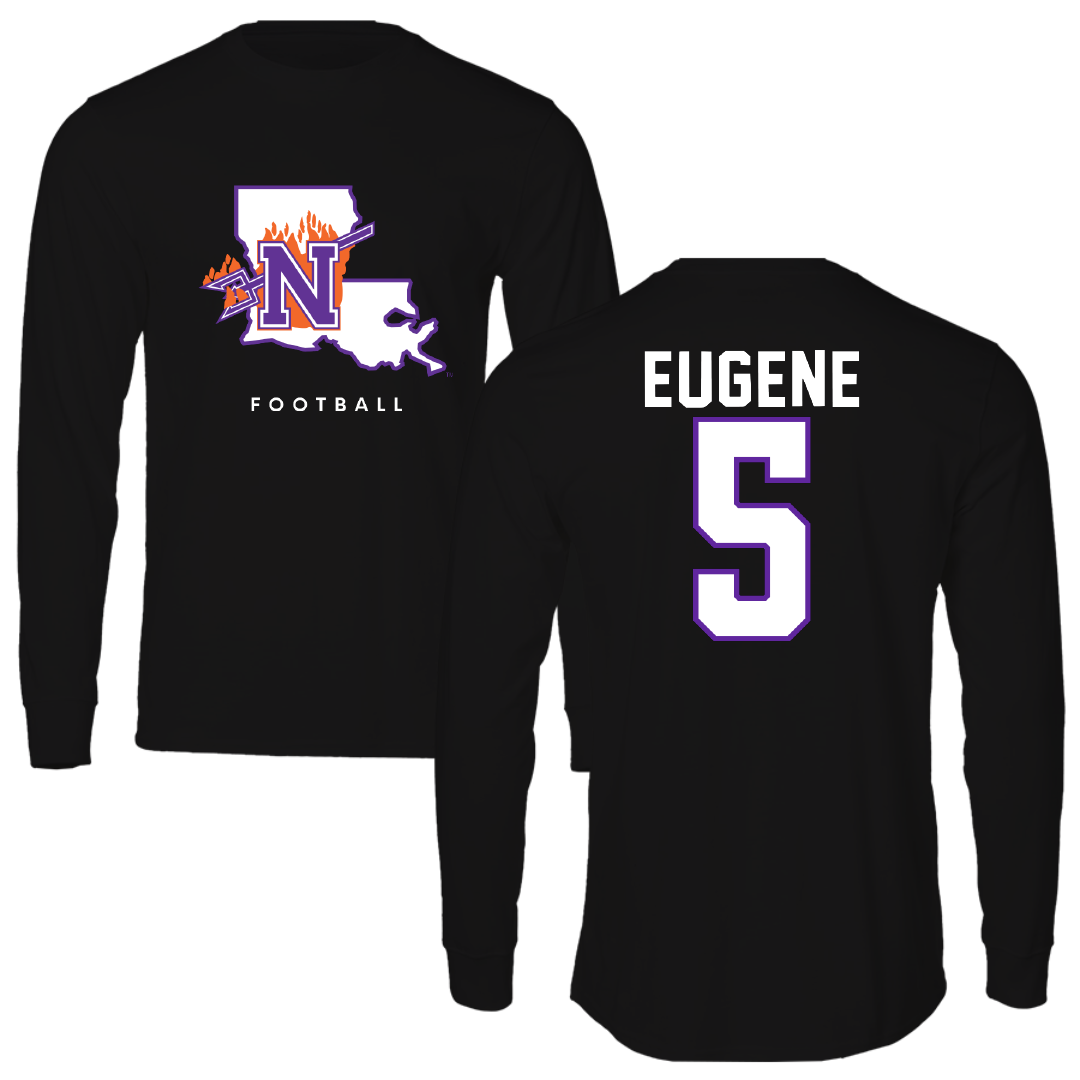 Northwestern State University Football Black Block Performance Long Sleeve - #5 Amaaz Eugene