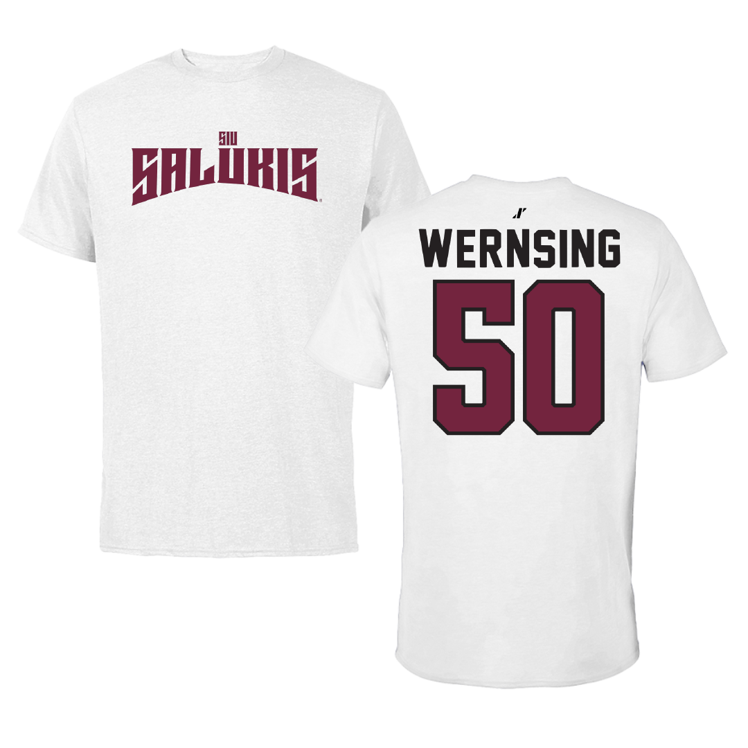Southern Illinois University at Carbondale Baseball White Classic Performance Tee - #50 Gavan Wernsing