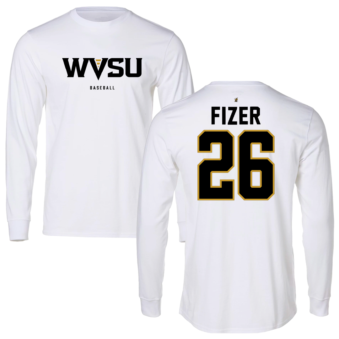 West Virginia State University Baseball White Performance Long Sleeve - #26 Connor Fizer