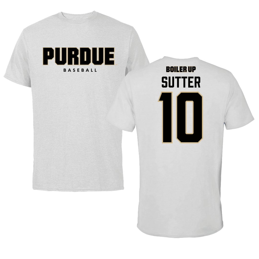 Purdue University Baseball Solid Athletic Gray Performance Tee - #10 Logan Sutter