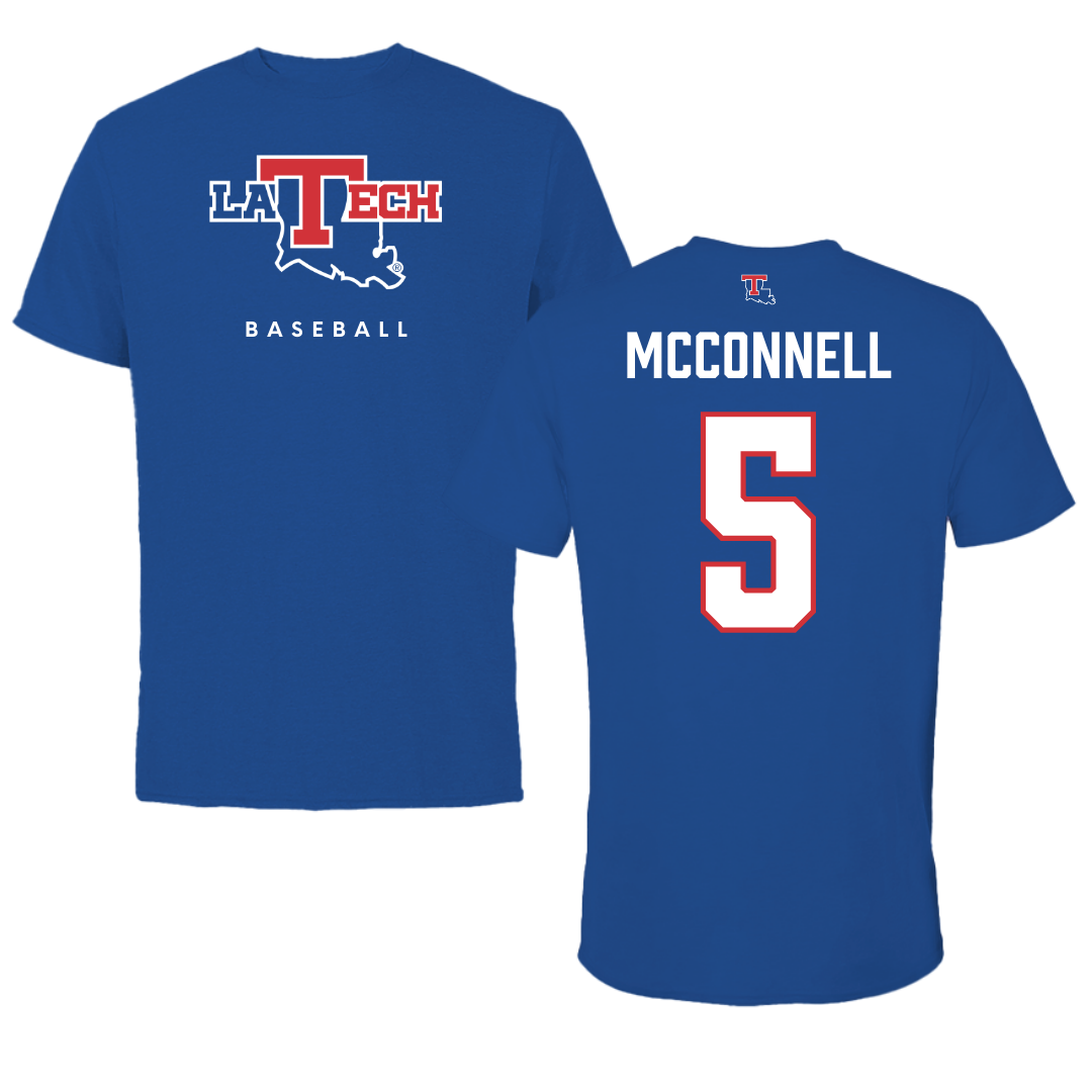 Louisiana Tech University Baseball True Royal Performance Tee - #5 Cole McConnell
