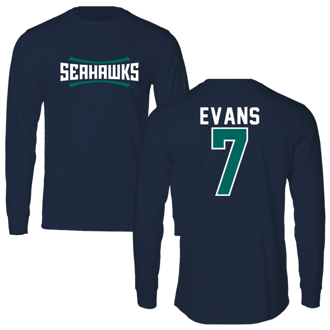 University of North Carolina-Wilmington Baseball Navy Performance Long Sleeve - #7 Aiden Evans