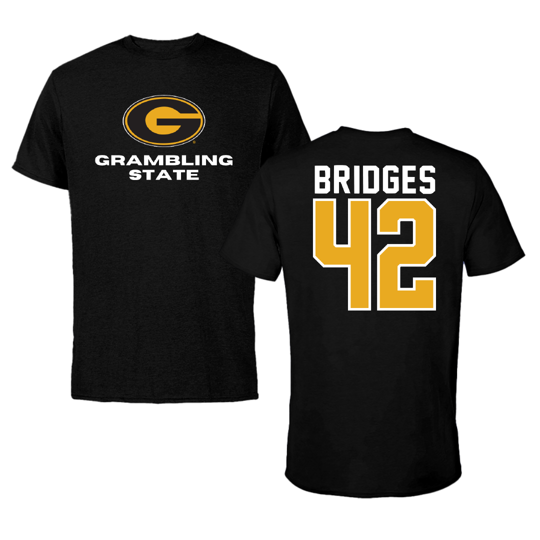 Grambling State University Baseball Black Performance Tee - #42 Trey Bridges