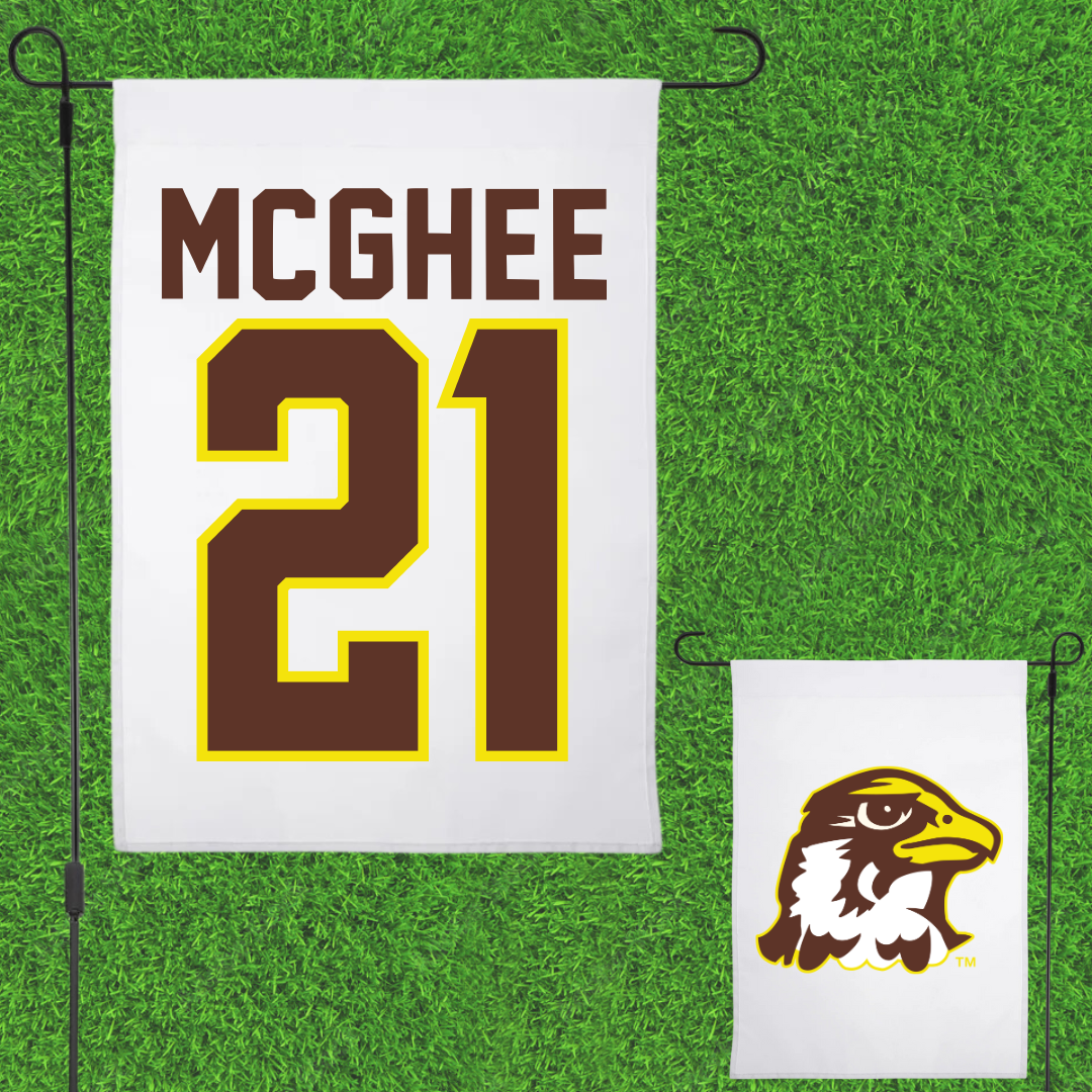 Quincy University Basketball White Garden Flag - #21 Anthony McGhee