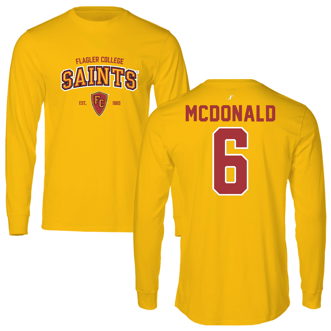 Flagler College Lacrosse Gold General Performance Long Sleeve - #6 Trace McDonald