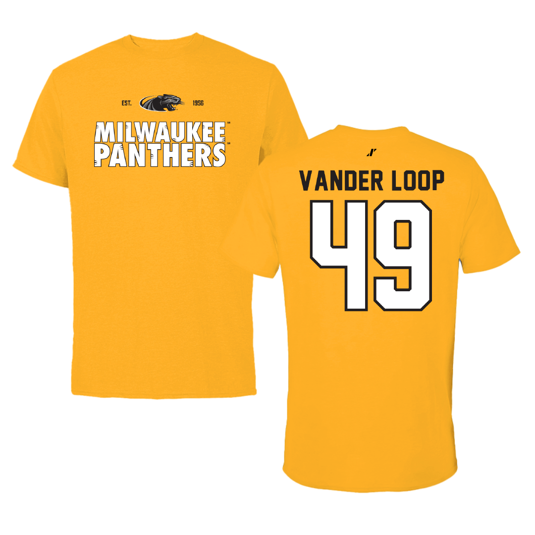 University of Wisconsin-Milwaukee Baseball Gold General Tee - #49 Alex Vander Loop